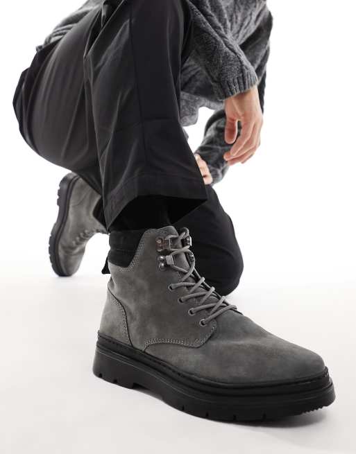 Lace up 2024 grey boots