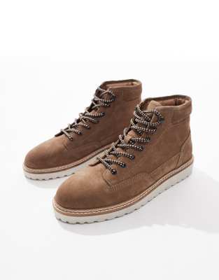 Asos Design Lace Up Boots In Brown