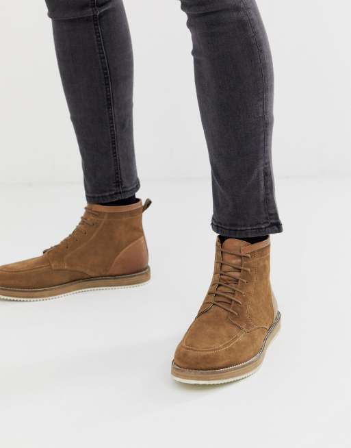 ASOS High Top Sneaker Boots In Tan With Straps