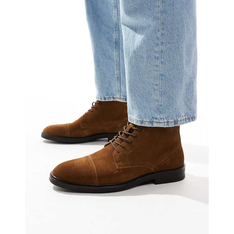  Lace Up Brown Chukka lumberjack Boots in Burnished Tan Suede size 9 ASOS DESIGN lace up chukka boots in brown | ASOS main image 4