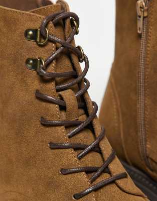 Asos Design Lace Up Boots With Hiker Detail In Brown