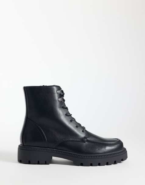 ASOS DESIGN lace up boots with hiker detailing in black - view 1