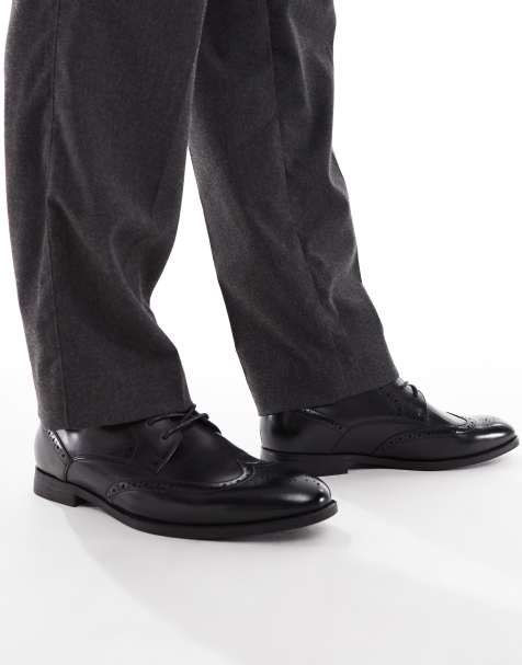 ASOS DESIGN lace up brogue boots in black - view 1