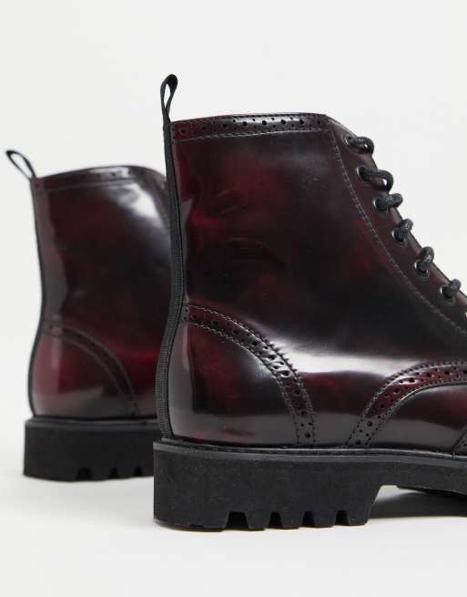 Red store brogue boots