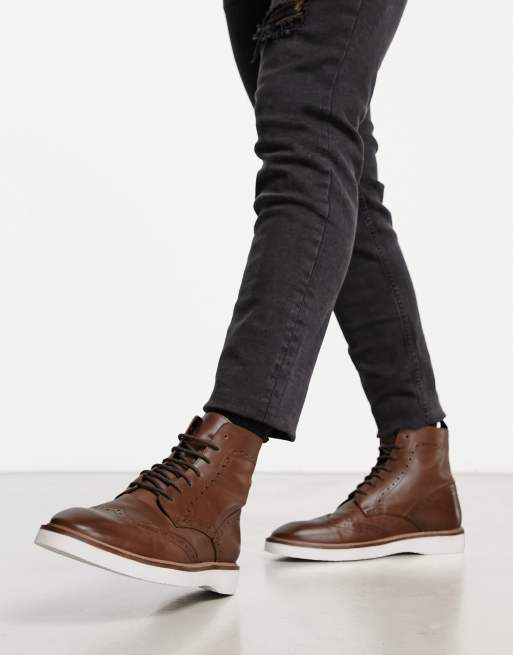 ASOS High Top Sneaker Boots In Tan With Straps