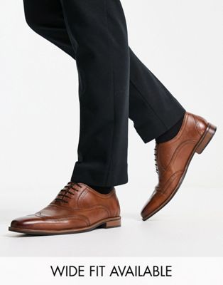 ASOS DESIGN lace up brogue shoe in tan leather - ASOS Price Checker