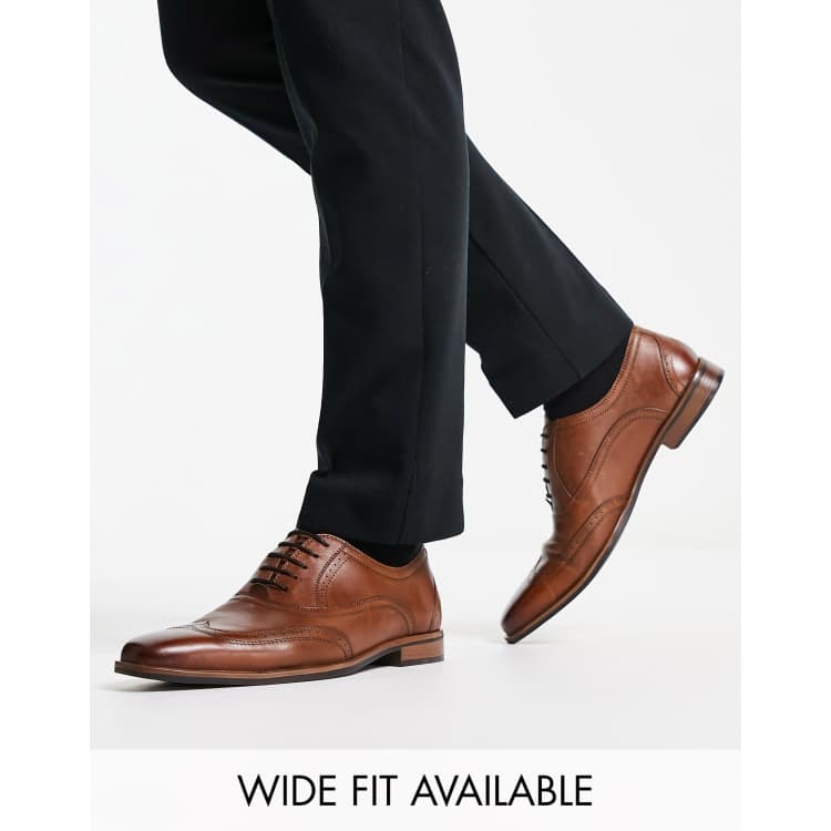 ASOS DESIGN Brogue Shoes In Brown Leather With Natural Sole And Colour  Details for Men