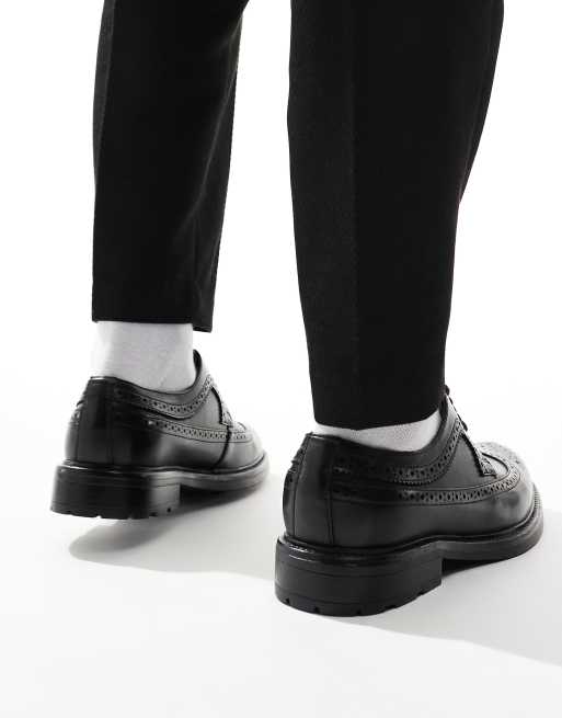 ASOS DESIGN lace-up brogue shoes in black