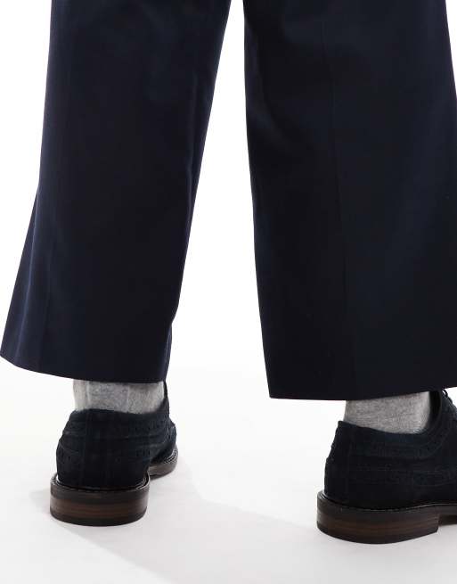 ASOS DESIGN lace up brogue shoes in navy suede, 4 of 4