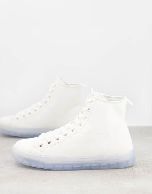 ASOS DESIGN sneakers in white with translucent blue sole