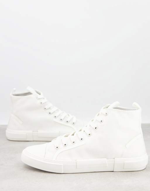 ASOS DESIGN lace up canvas sneakers in white with layered sole ASOS