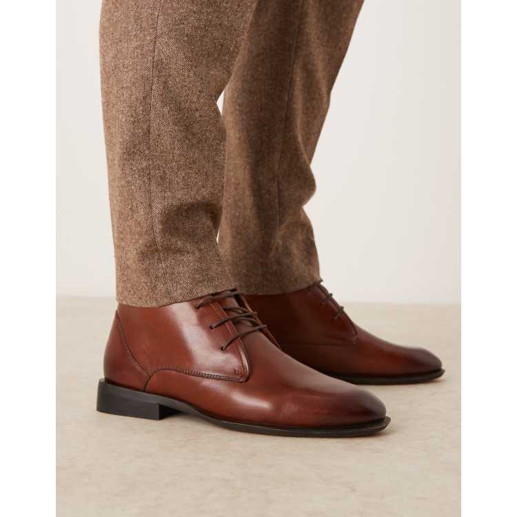 ASOS DESIGN lace up chukka boots in tan leather ASOS