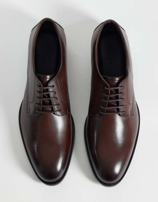 ASOS DESIGN lace up derby shoe in brown leather, 2 of 4