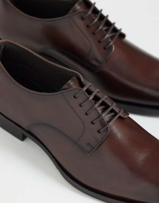 ASOS DESIGN lace up derby shoe in brown leather, 4 of 4
