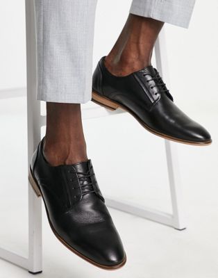 ASOS DESIGN lace up derby shoes in black leather