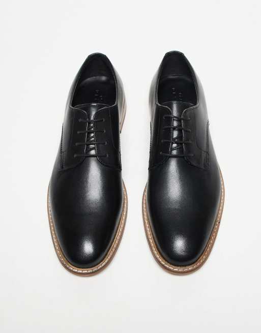 ASOS DESIGN lace up derby shoes in black leather