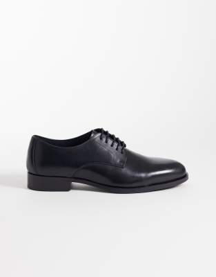 ASOS DESIGN lace up derby shoes in black leather