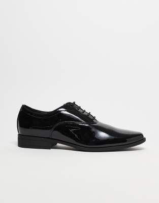 lace-up derby shoes in black patent