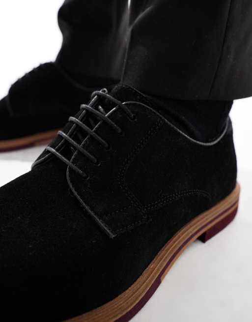 ASOS DESIGN lace up derby shoes in black suede