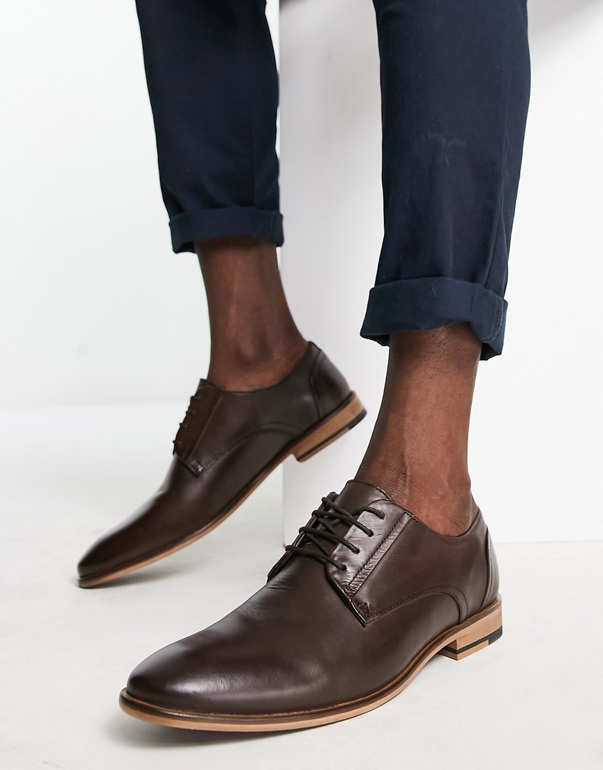 ASOS DESIGN lace up derby shoes in brown leather