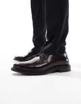 ASOS DESIGN lace-up derby shoes in tan leather