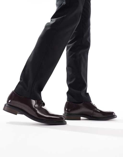 ASOS DESIGN lace up derby shoes in burgundy leather