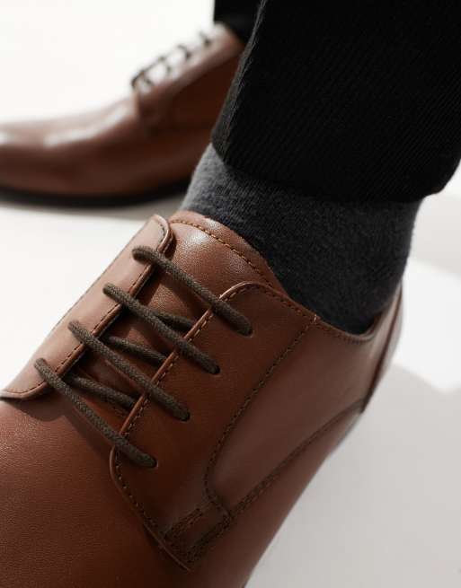 ASOS DESIGN lace-up derby shoes in tan leather | ASOS