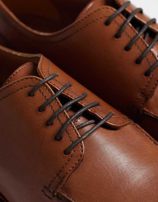 ASOS DESIGN lace up derby shoes with apron detailing in tan leather  , 2 of 4
