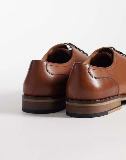 ASOS DESIGN lace up derby shoes with apron detailing in tan leather  , 4 of 4