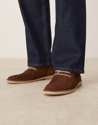 ASOS DESIGN lace up desert boots in brown suede with natural sole ASOS