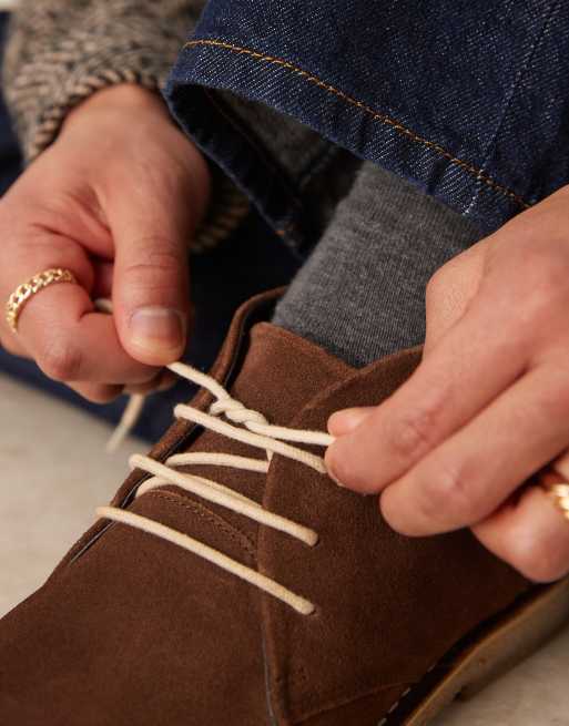 ASOS DESIGN lace up desert boots in brown suede with natural sole