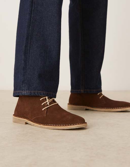 ASOS DESIGN lace up desert boots in brown suede with natural sole ASOS