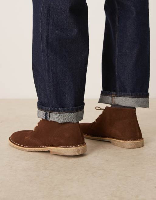 ASOS DESIGN lace up desert boots in brown suede with natural sole ASOS