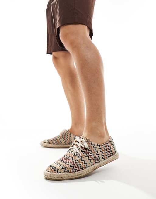 ASOS DESIGN lace up espadrilles in aztec basket weave ASOS