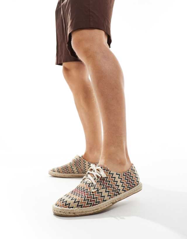 ASOS DESIGN - lace up espadrilles in aztec basket weave