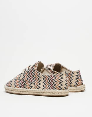 Asos Design Lace-up Espadrilles In Multi