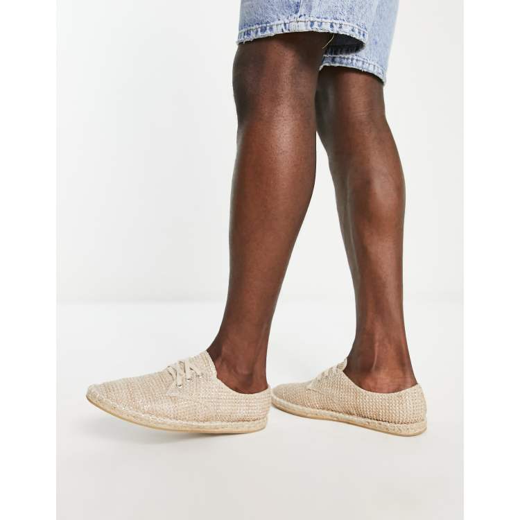 ASOS DESIGN lace up espadrilles in stone weave ASOS