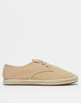 Asos Design Lace Up Espadrilles In Neutral