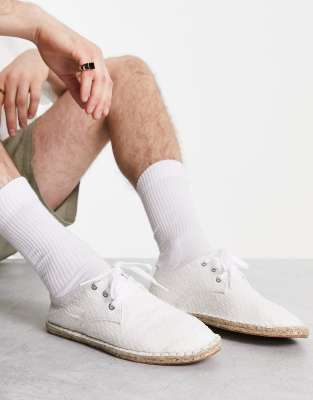 Asos Design Lace Up Espadrilles In White