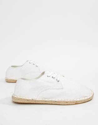 white lace up espadrilles