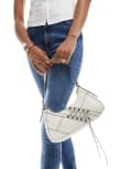 [ASOS DESIGN] ASOS DESIGN lace up eyelet detail shoulder bag in white No Size WHITE