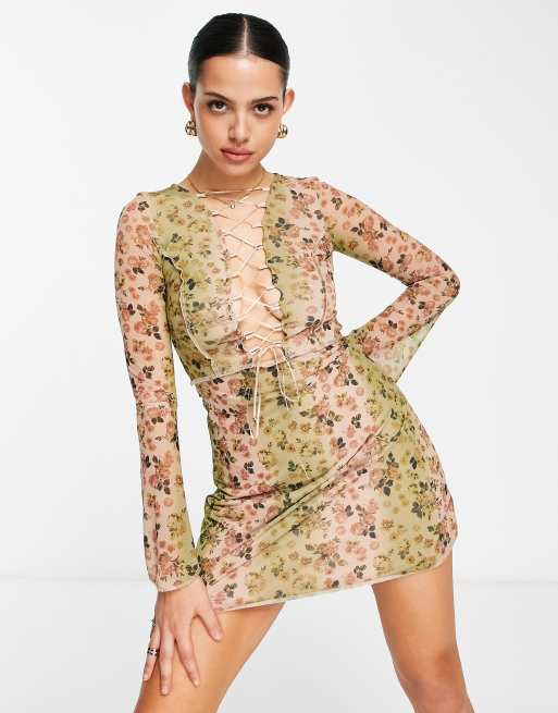 Floral lace hotsell up dress