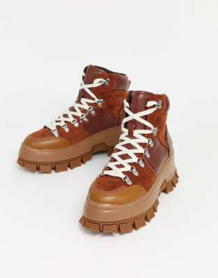 chunky cleated hiker boots