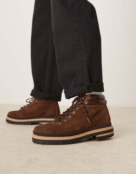 ASOS DESIGN lace up hiker boots in brown suede - view 1