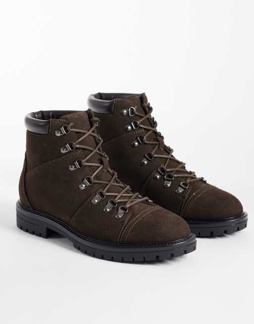 ASOS DESIGN lace up hiker boots with cleated sole in brown, 2 of 4