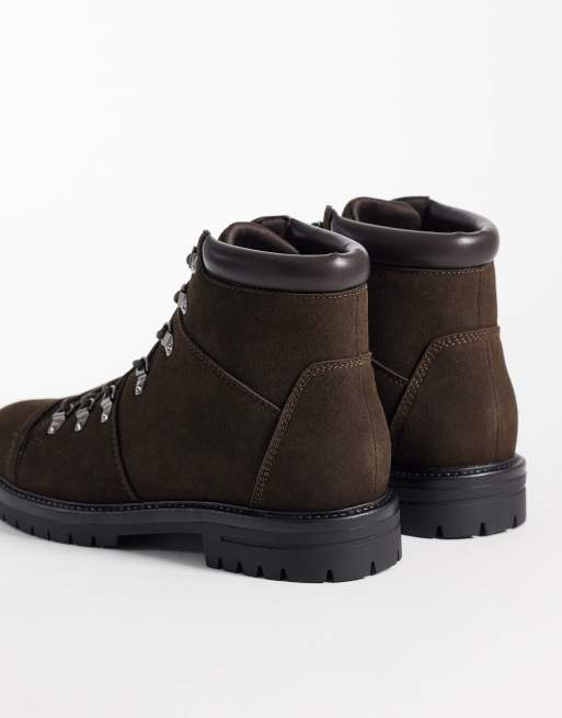 ASOS DESIGN lace up hiker boots with cleated sole in brown, 3 of 4