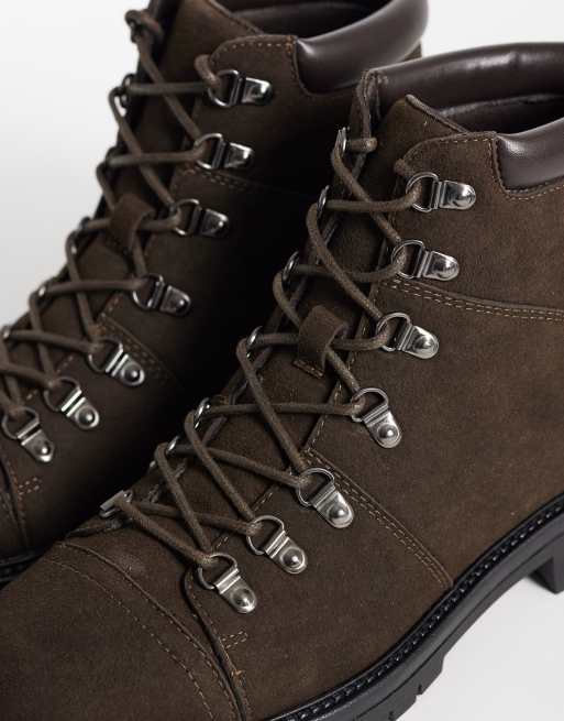 ASOS DESIGN lace up hiker boots with cleated sole in brown, 4 of 4