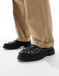 [ASOS DESIGN] ASOS DESIGN lace up hiker shoes in black 44.5 BLACK