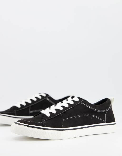 ASOS DESIGN lace up plimsolls in black | ASOS