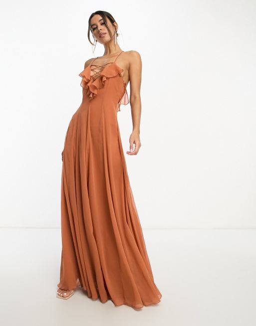 Rust lace maxi on sale dress